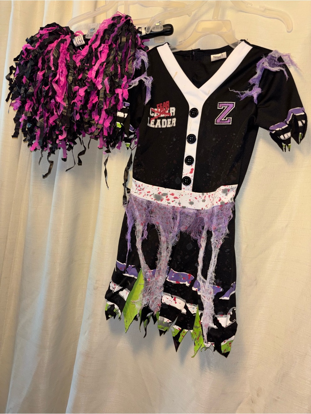 Kids Black & Purple Zombie Cheerleader Costume - Halloween